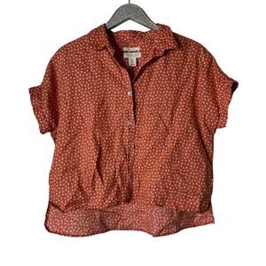 Rachel Zoe Linen Polka Dot Button Front Top